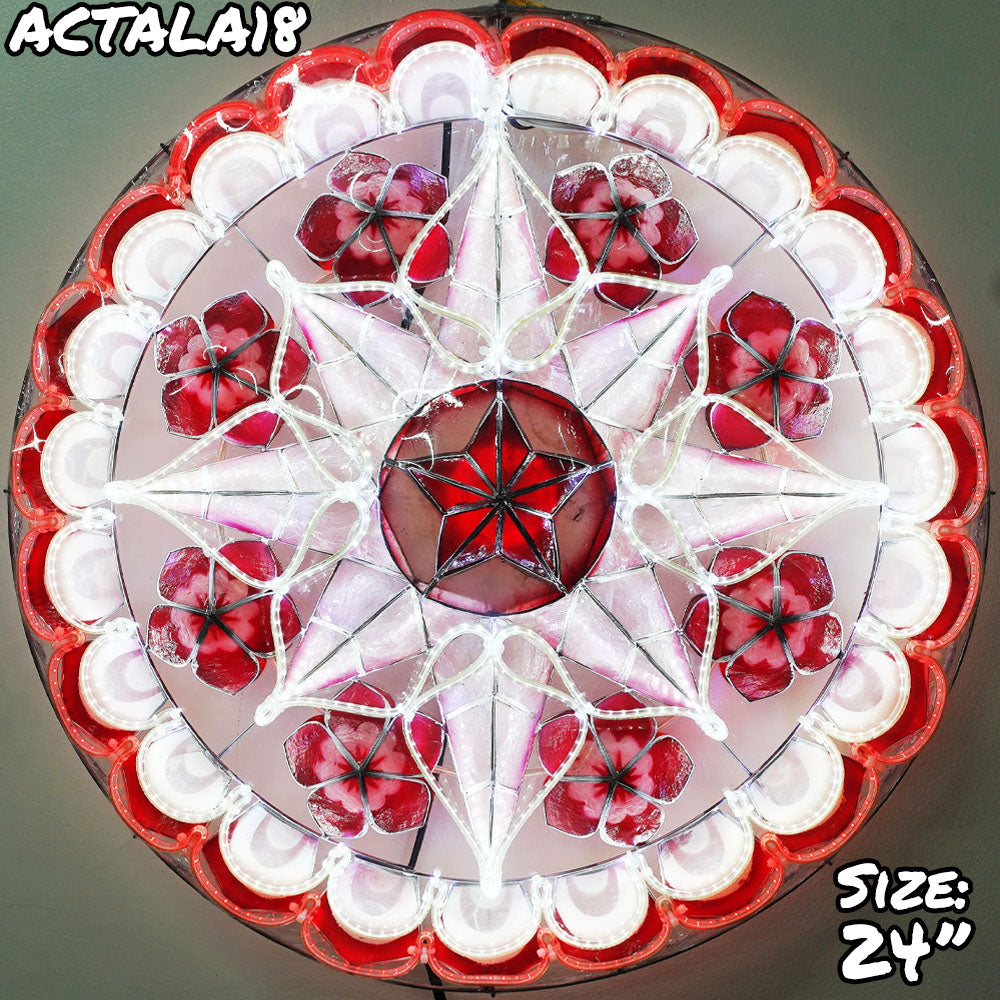 Philippines Christmas Capiz Parol Lantern Star (Tala) - Red/ White- Size 24" / 2 KG / 110 V (ACTala18)
