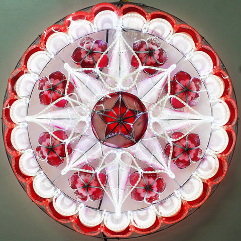 Philippines Christmas Capiz Parol Lantern Star (Tala) - Red/ White- Size 24