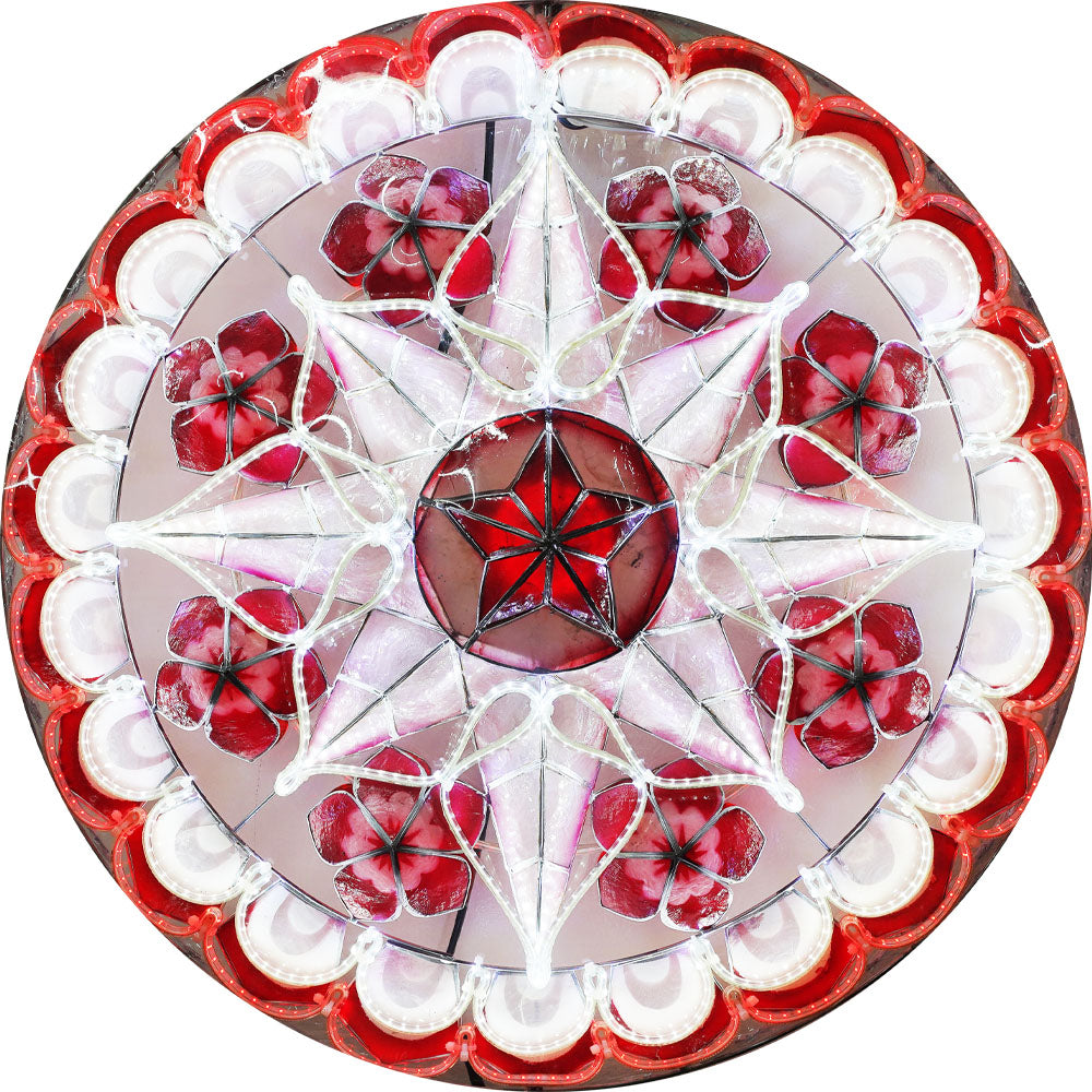 Philippines Christmas Capiz Parol Lantern Star (Tala) - Red/ White- Size 24" / 2 KG / 110 V (ACTala18)