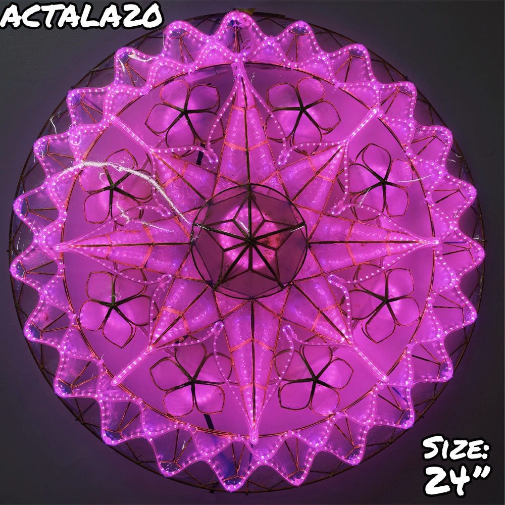 Philippines Christmas Capiz Parol Lantern Star (Tala) - PURPLE ONLY LED Show - Size 24" / 2 KG / 110 V (ACTala20)