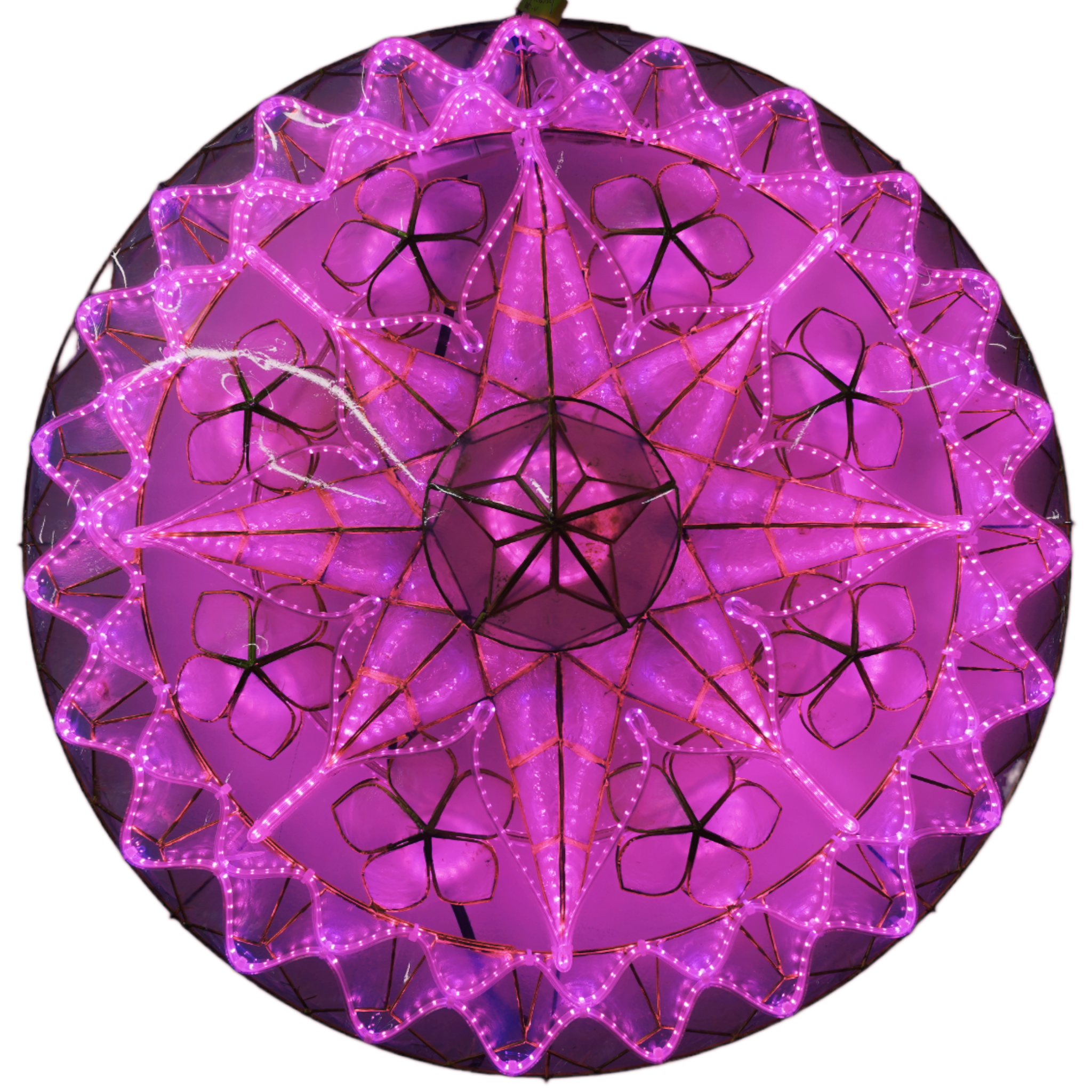 Philippines Christmas Capiz Parol Lantern Star (Tala) - PURPLE ONLY LED Show - Size 24" / 2 KG / 110 V (ACTala20)