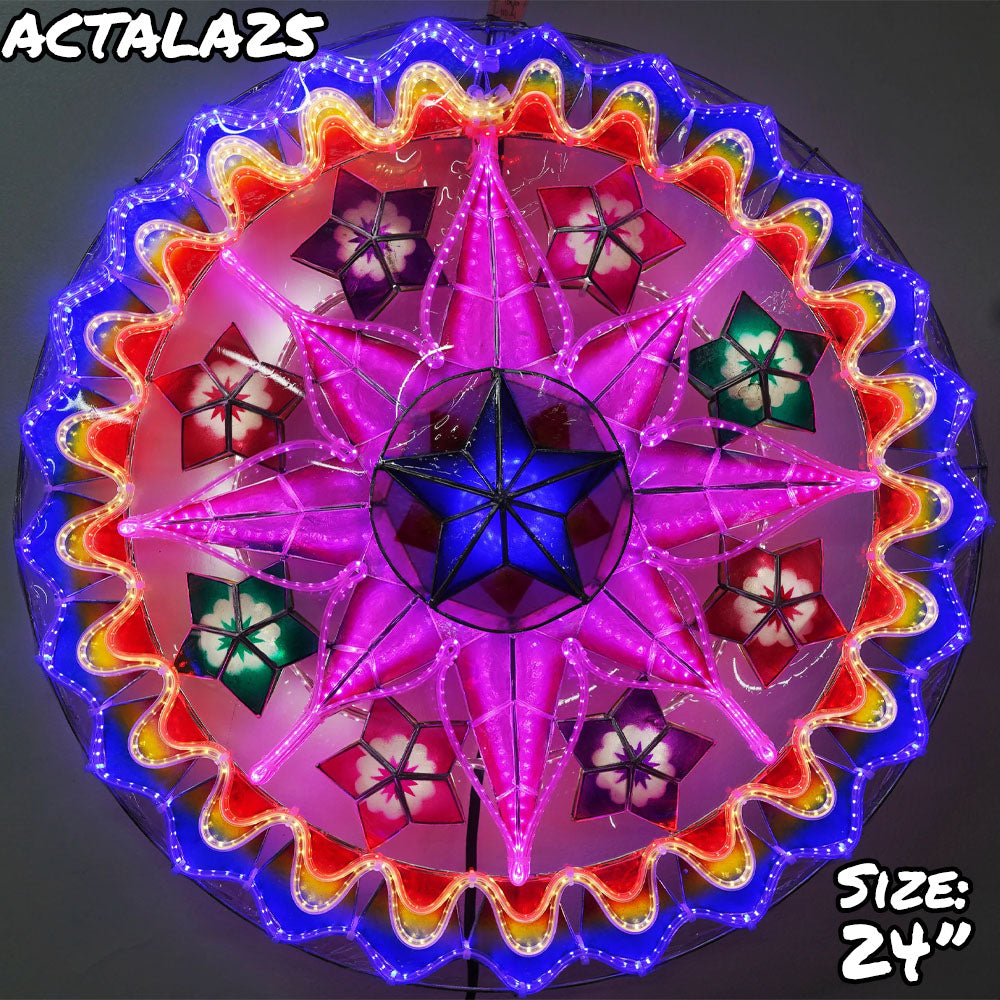 Philippines Christmas Capiz Parol Lantern Star (Tala) - Blue/ Red/ Purple/White- Size 24" / 2 KG / 110 V (ACTala25)