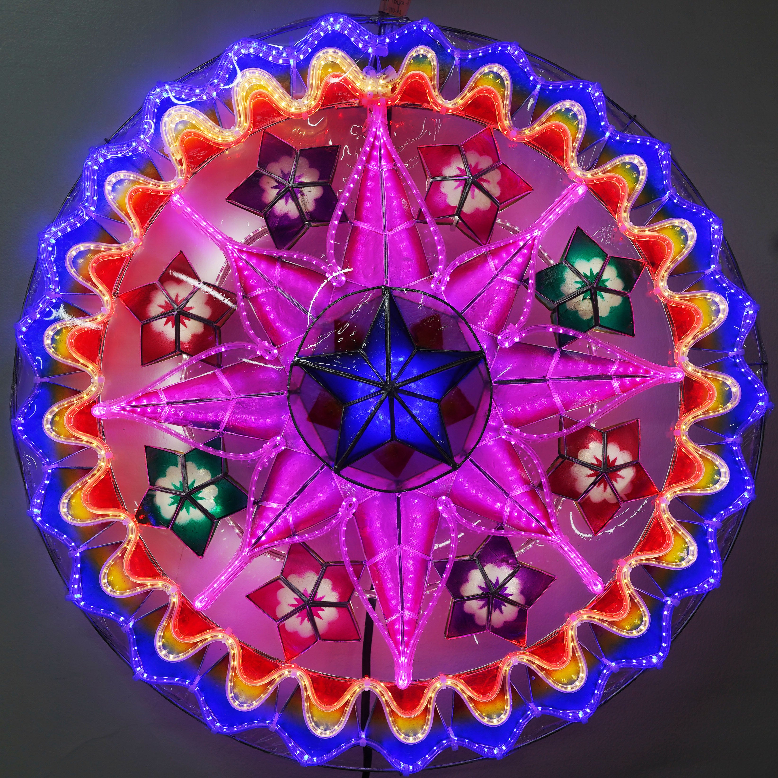 Philippines Christmas Capiz Parol Lantern Star (Tala) - Blue/ Red/ Purple/White- Size 24" / 2 KG / 110 V (ACTala25)