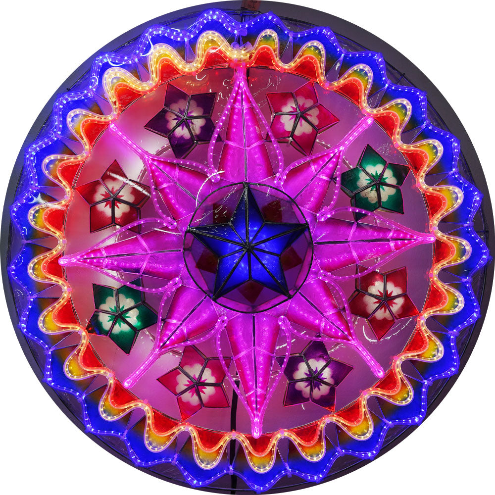 Philippines Christmas Capiz Parol Lantern Star (Tala) - Blue/ Red/ Purple/White- Size 24" / 2 KG / 110 V (ACTala25)