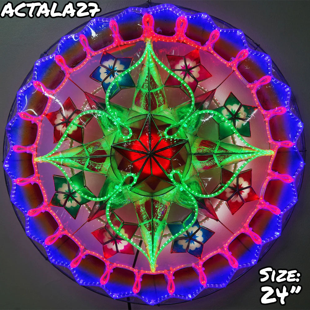 Philippines Christmas Capiz Parol Lantern Star (Tala) - Green/ Blue/ Red- Size 24" / 2 KG / 110 V (ACTala27)