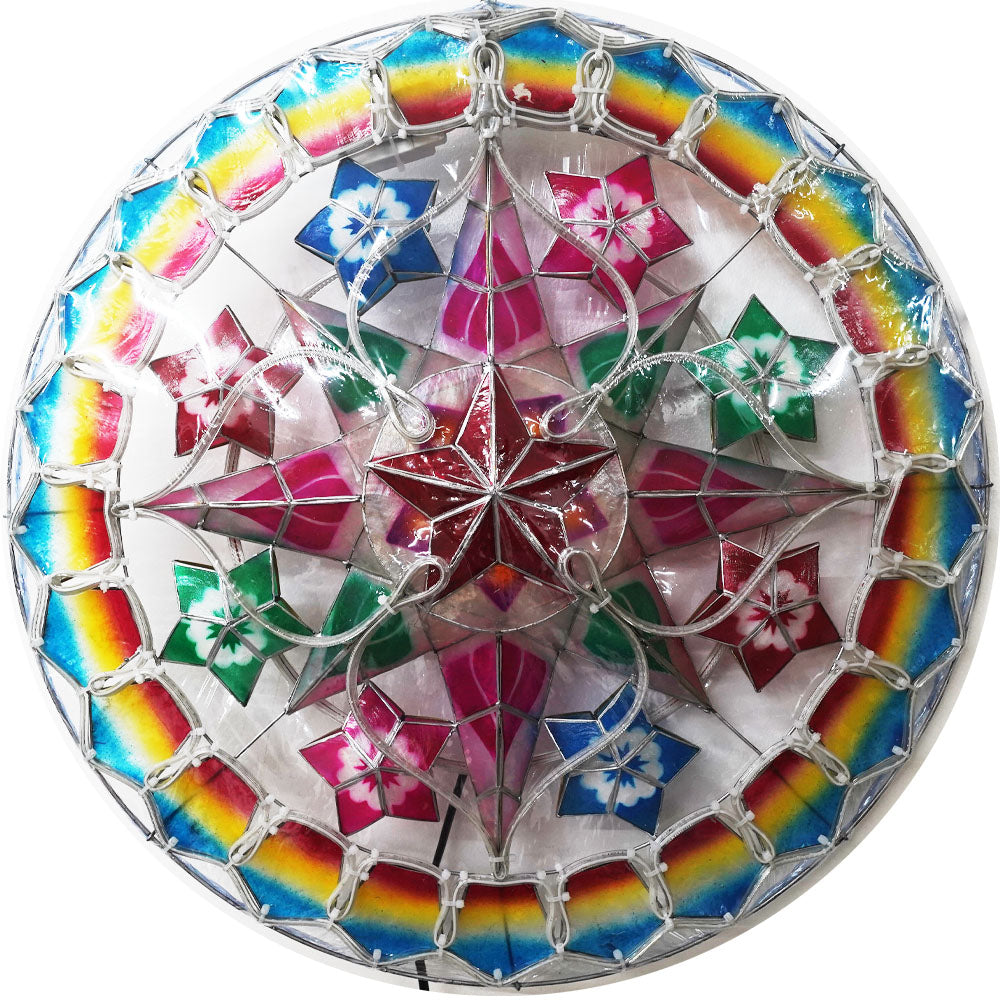 Philippines Christmas Capiz Parol Lantern Star (Tala) - Green/ Blue/ Red- Size 24" / 2 KG / 110 V (ACTala27)