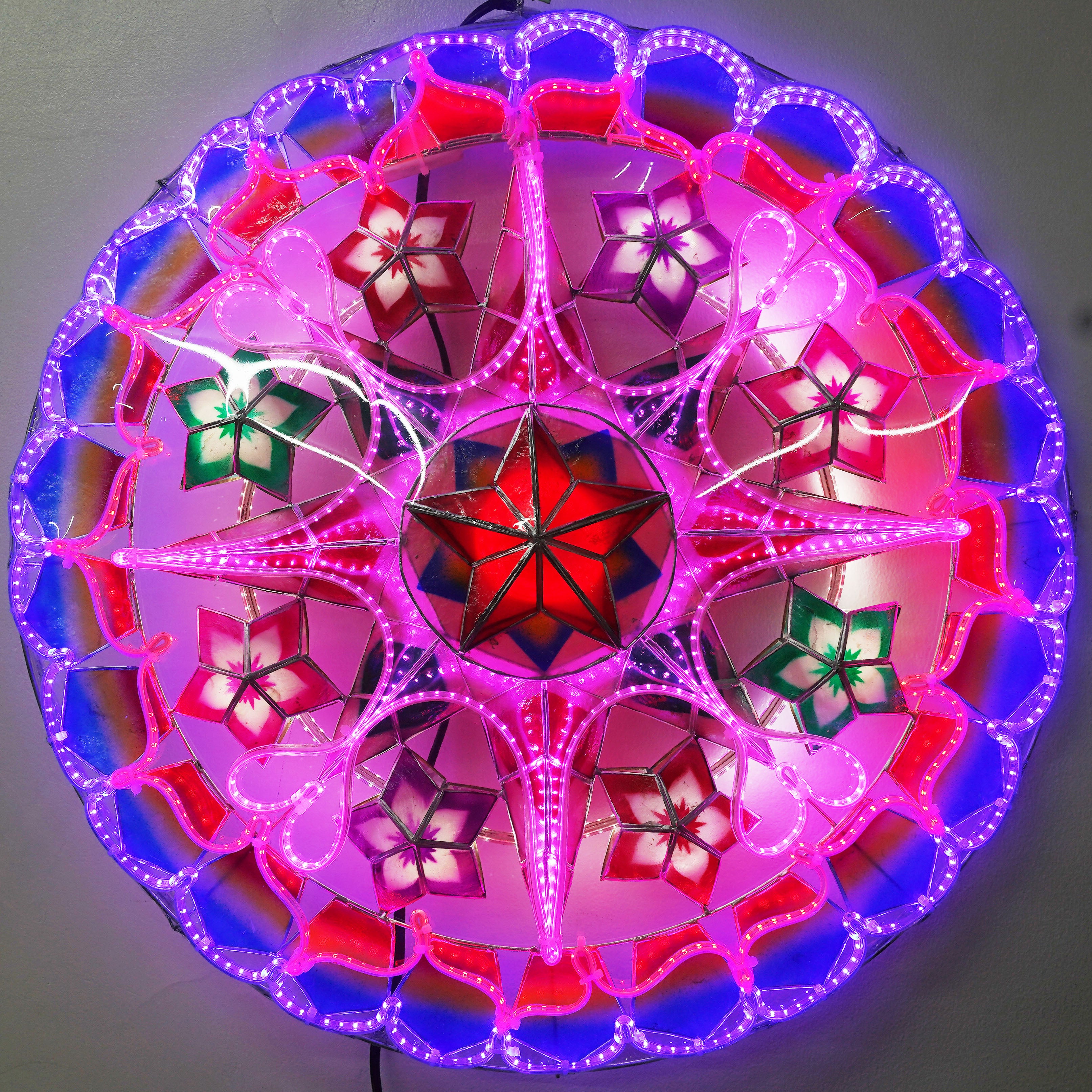 Philippines Christmas Capiz Parol Lantern Star (Tala) - Purple/ Red/ Blue- Size 24" / 2 KG / 110 V (ACTala29)