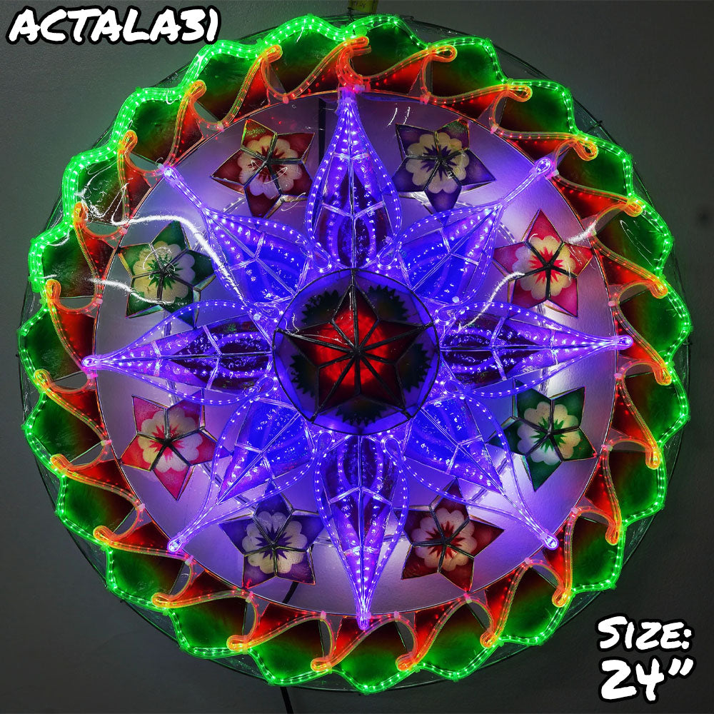 Philippines Christmas Capiz Parol Lantern Star (Tala) - Green/ Blue/ Red- Size 24" / 2 KG / 110 V (ACTala31)