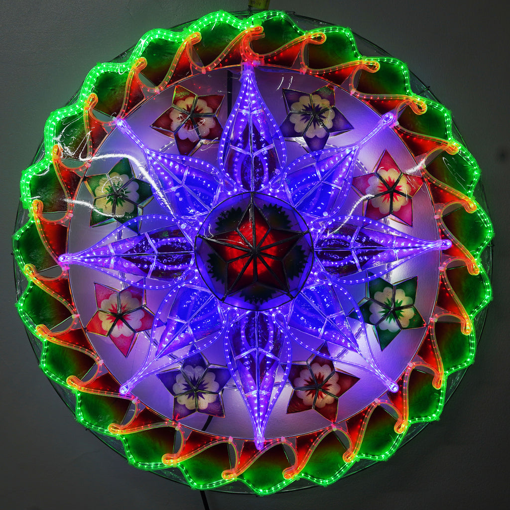 Philippines Christmas Capiz Parol Lantern Star (Tala) - Green/ Blue/ Red- Size 24" / 2 KG / 110 V (ACTala31)