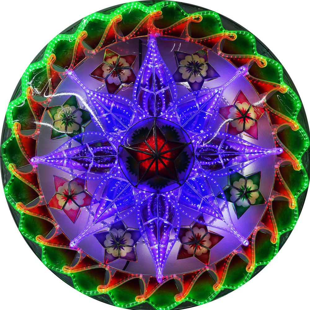 Philippines Christmas Capiz Parol Lantern Star (Tala) - Green/ Blue/ Red- Size 24" / 2 KG / 110 V (ACTala31)