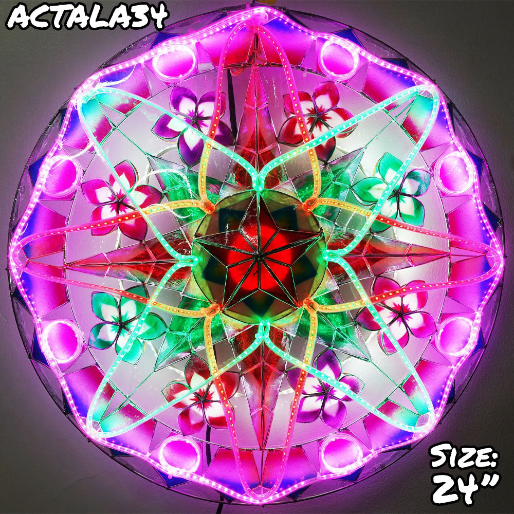 Philippines Christmas Capiz Parol Lantern Star (Tala) - Green/ Red/ Purple- Size 24" / 2 KG / 110 V (ACTala34)