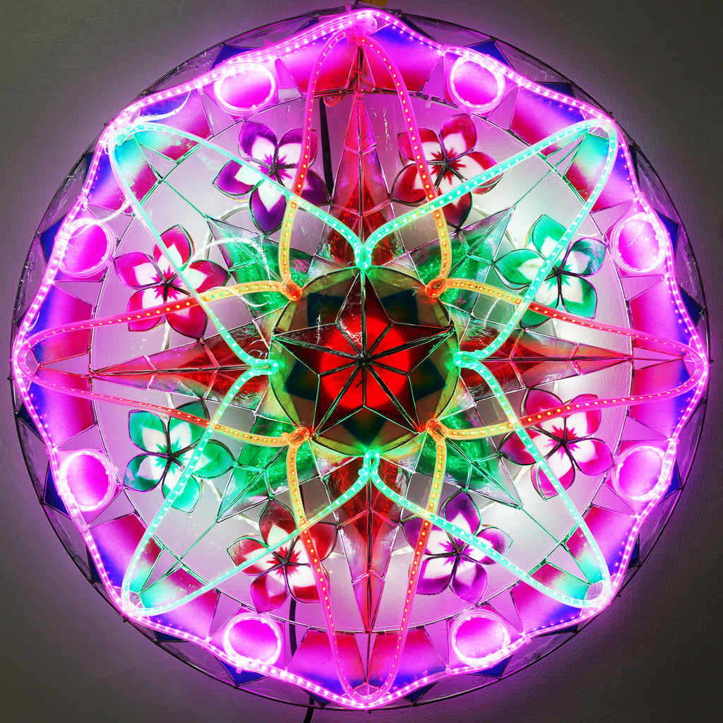 Philippines Christmas Capiz Parol Lantern Star (Tala) - Green/ Red/ Purple- Size 24" / 2 KG / 110 V (ACTala34)