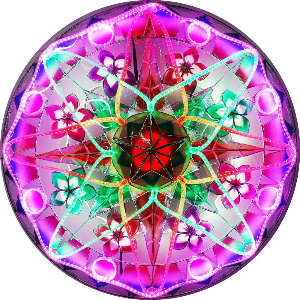 Philippines Christmas Capiz Parol Lantern Star (Tala) - Green/ Red/ Purple- Size 24" / 2 KG / 110 V (ACTala34)