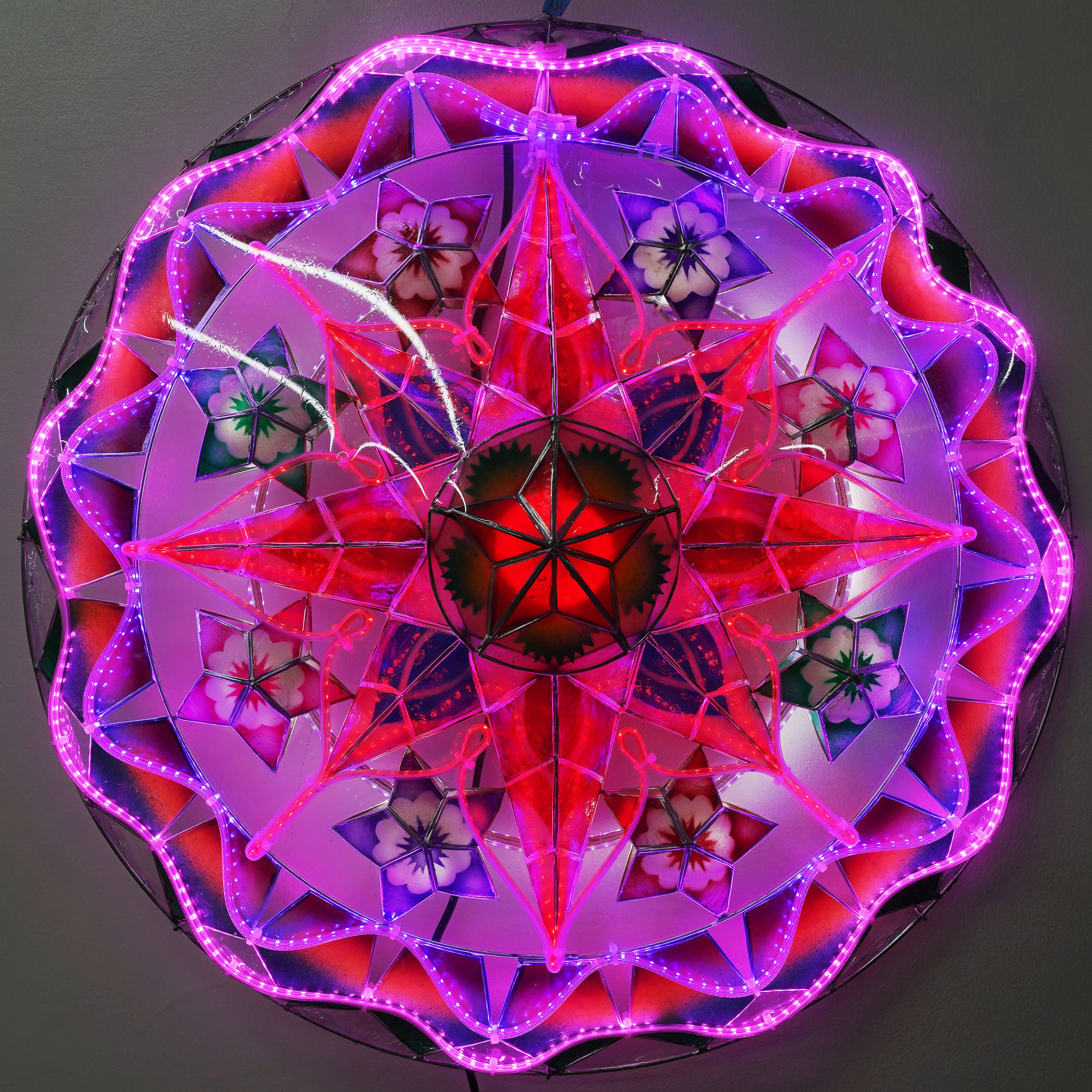 Philippines Christmas Capiz Parol Lantern Star (Tala) - Blue/ Red/ Purple- Size 24" / 2 KG / 110 V (ACTala35)