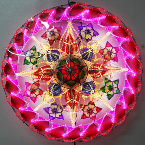 Philippines Christmas Capiz Parol Lantern Star (Tala) - White/ Red/ Purple- Size 24