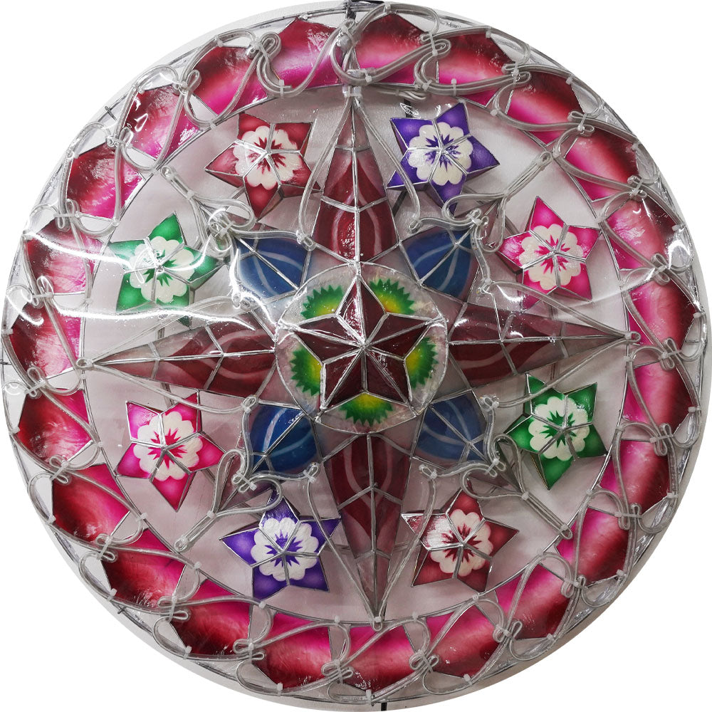 Philippines Christmas Capiz Parol Lantern Star (Tala) - White/ Red/ Purple- Size 24" / 2 KG / 110 V (ACTala36)