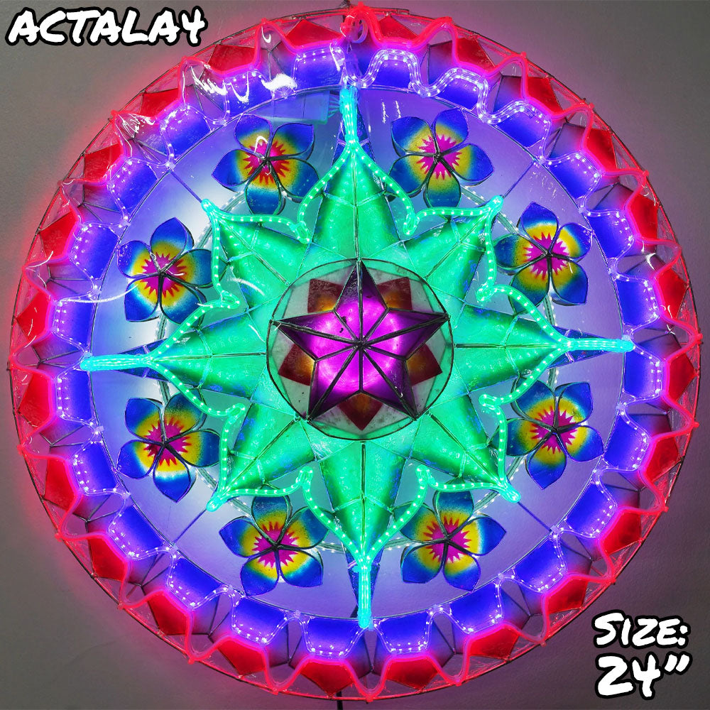 Philippines Christmas Capiz Parol Lantern Star (Tala) - Green/ Blue/ Red- Size 24" / 2 KG / 110 V (ACTala4)