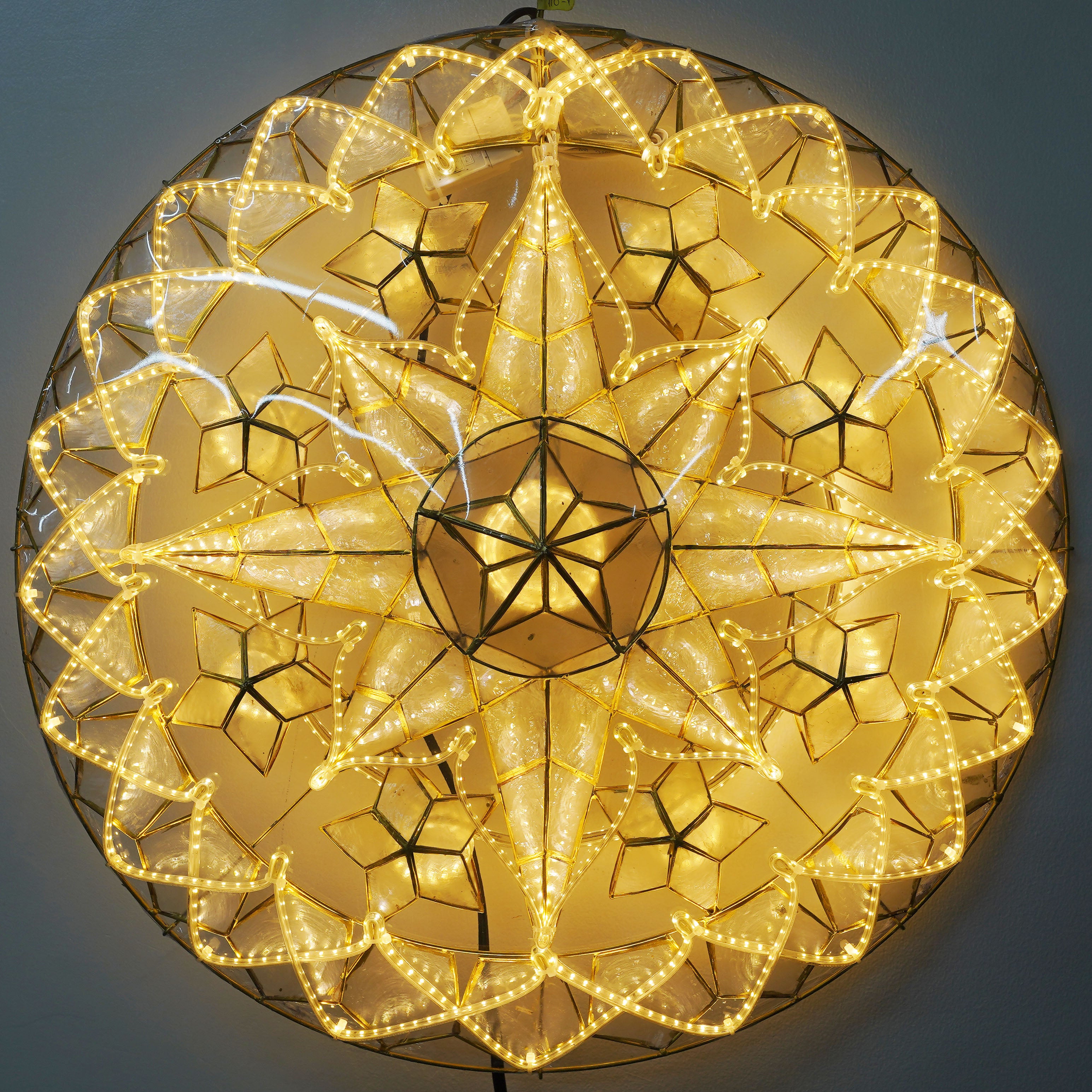 Philippines Christmas Capiz Parol Lantern Star (Tala) - WHITE ONLY LED Show - Size 24" / 2 KG / 110 V (ACTala6)