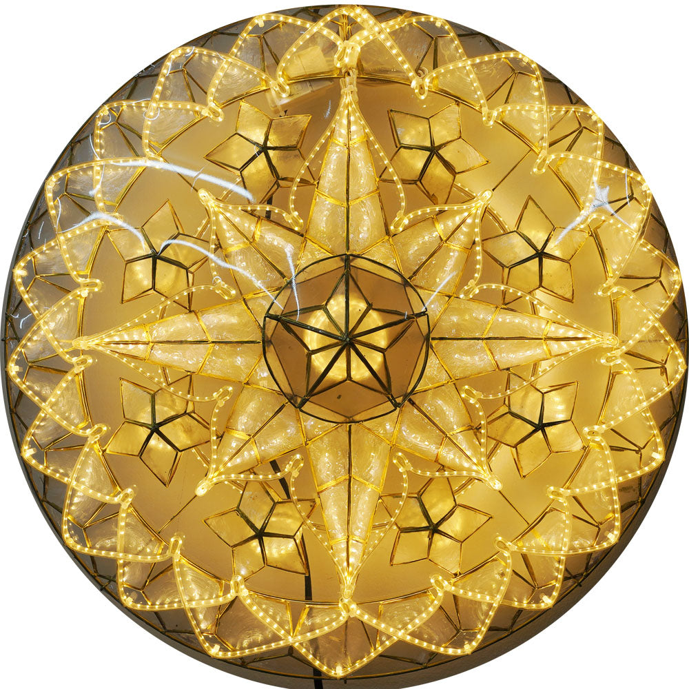 Philippines Christmas Capiz Parol Lantern Star (Tala) - WHITE ONLY LED Show - Size 24" / 2 KG / 110 V (ACTala6)