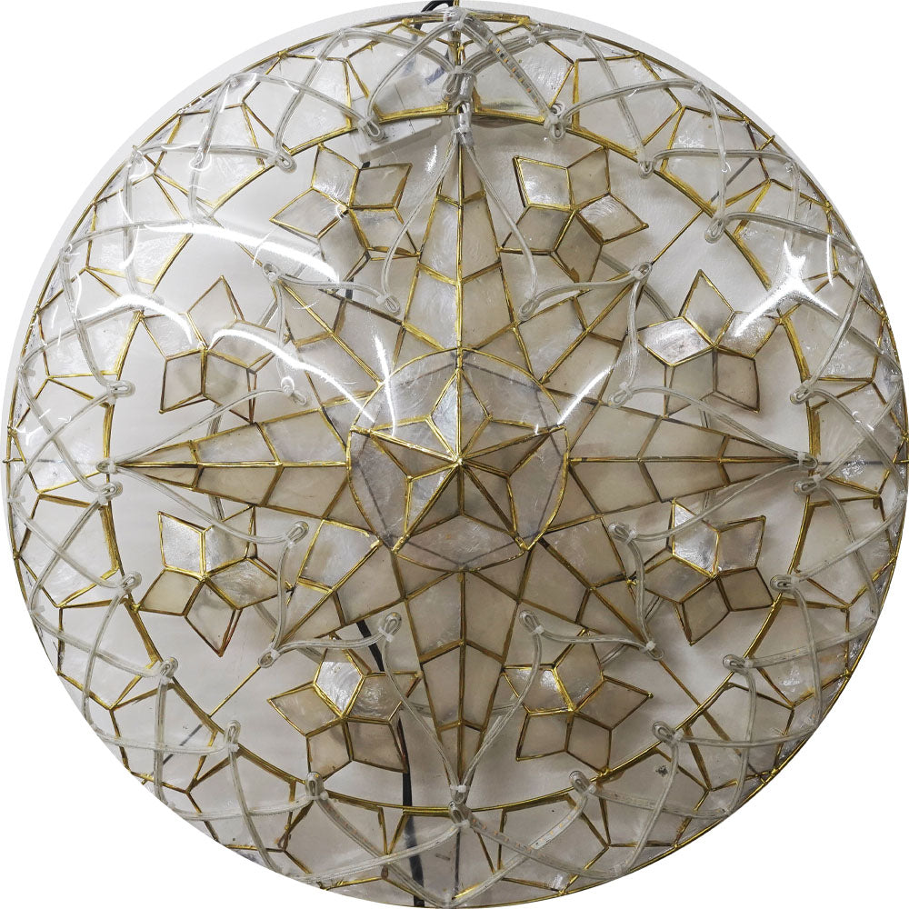 Philippines Christmas Capiz Parol Lantern Star (Tala) - WHITE ONLY LED Show - Size 24" / 2 KG / 110 V (ACTala6)