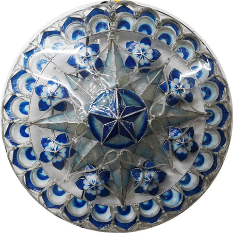 Philippines Christmas Capiz Parol Lantern Star (Tala) - Blue/ White- Size 24