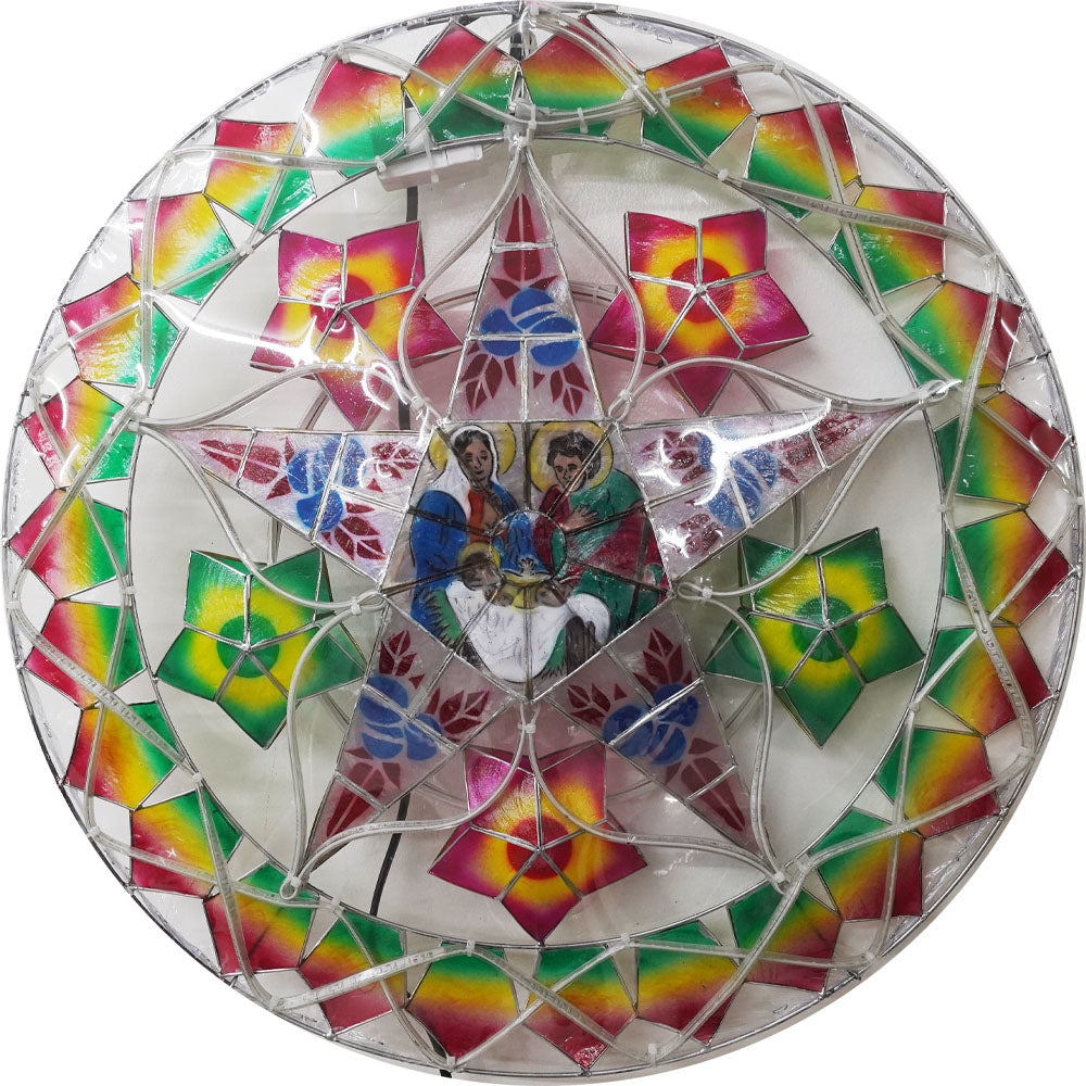 Philippines Christmas Capiz Parol Lantern Star (Tala) - Green/ Red/ Purple- Size 24" / 2 KG / 110 V (ACNative1)
