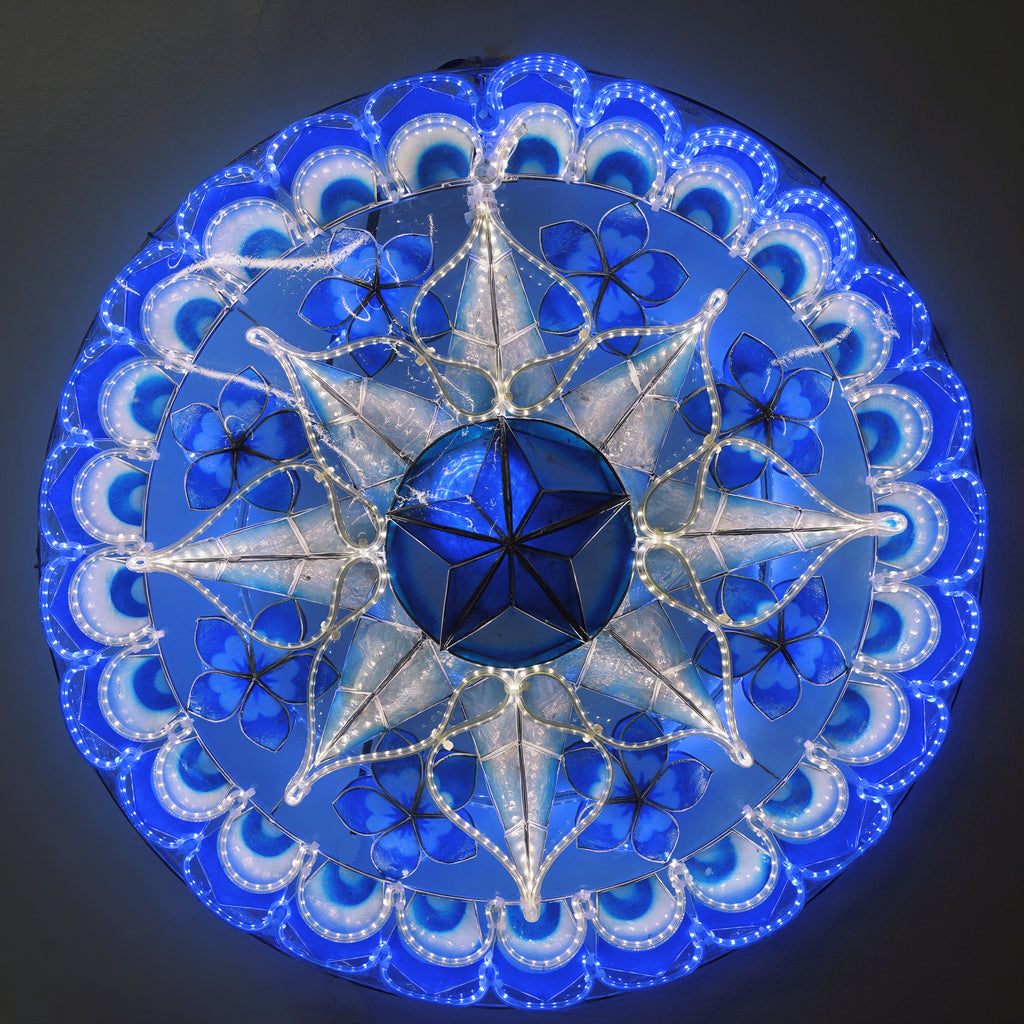 Philippines Christmas Capiz Parol Lantern Star (Tala) - Blue/ White- Size 24" / 2 KG / 110 V (ACTALA19)