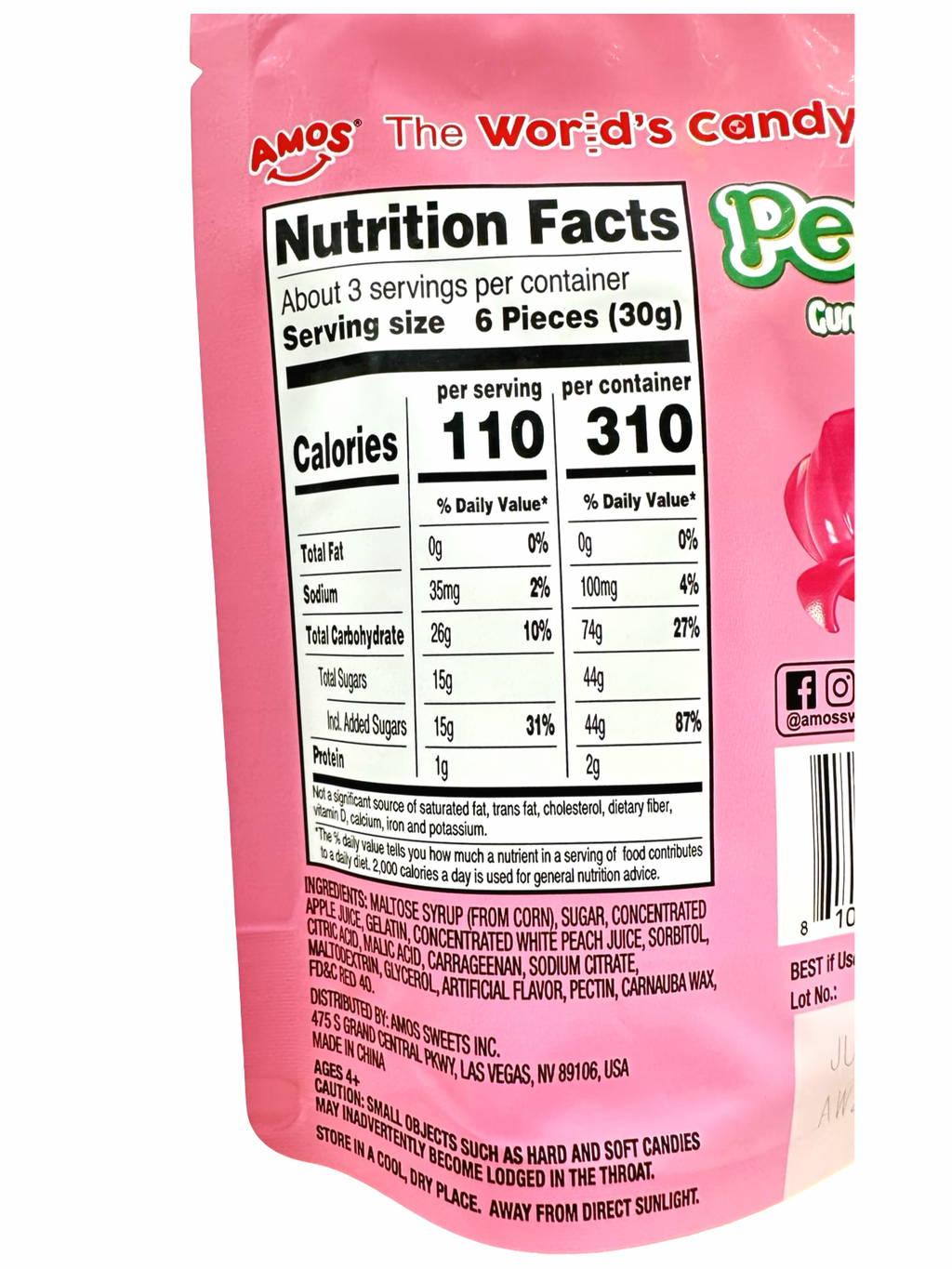 Amos Peelerz Gummy Peach 85g