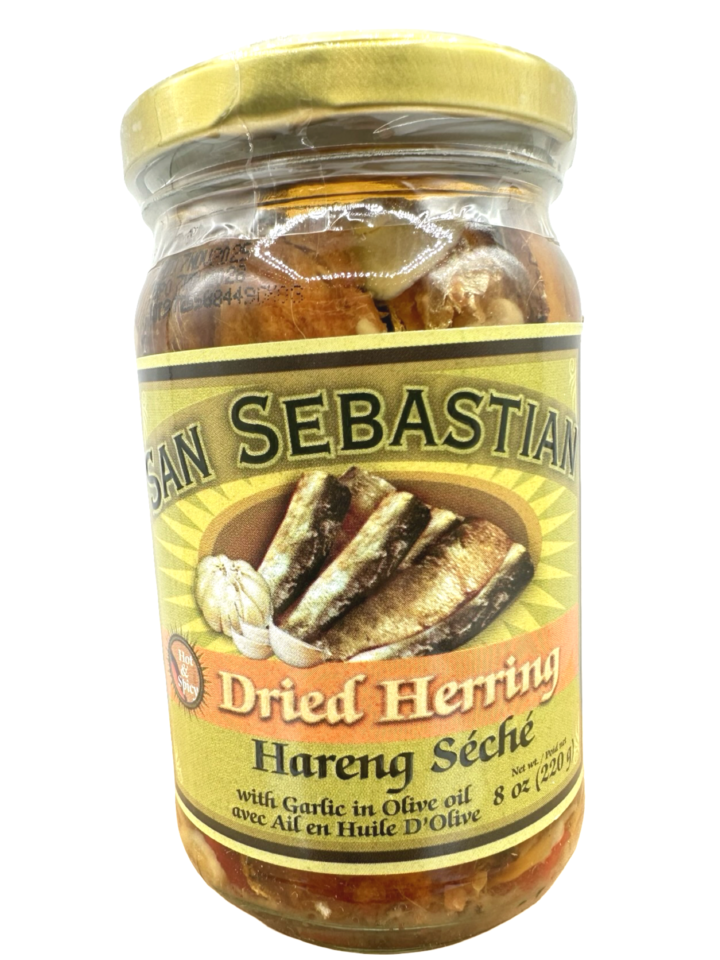 San Sebastian - Dried Herring - Hot and Spicy-Tuyo with Garlic in Olive Oil - 220 G