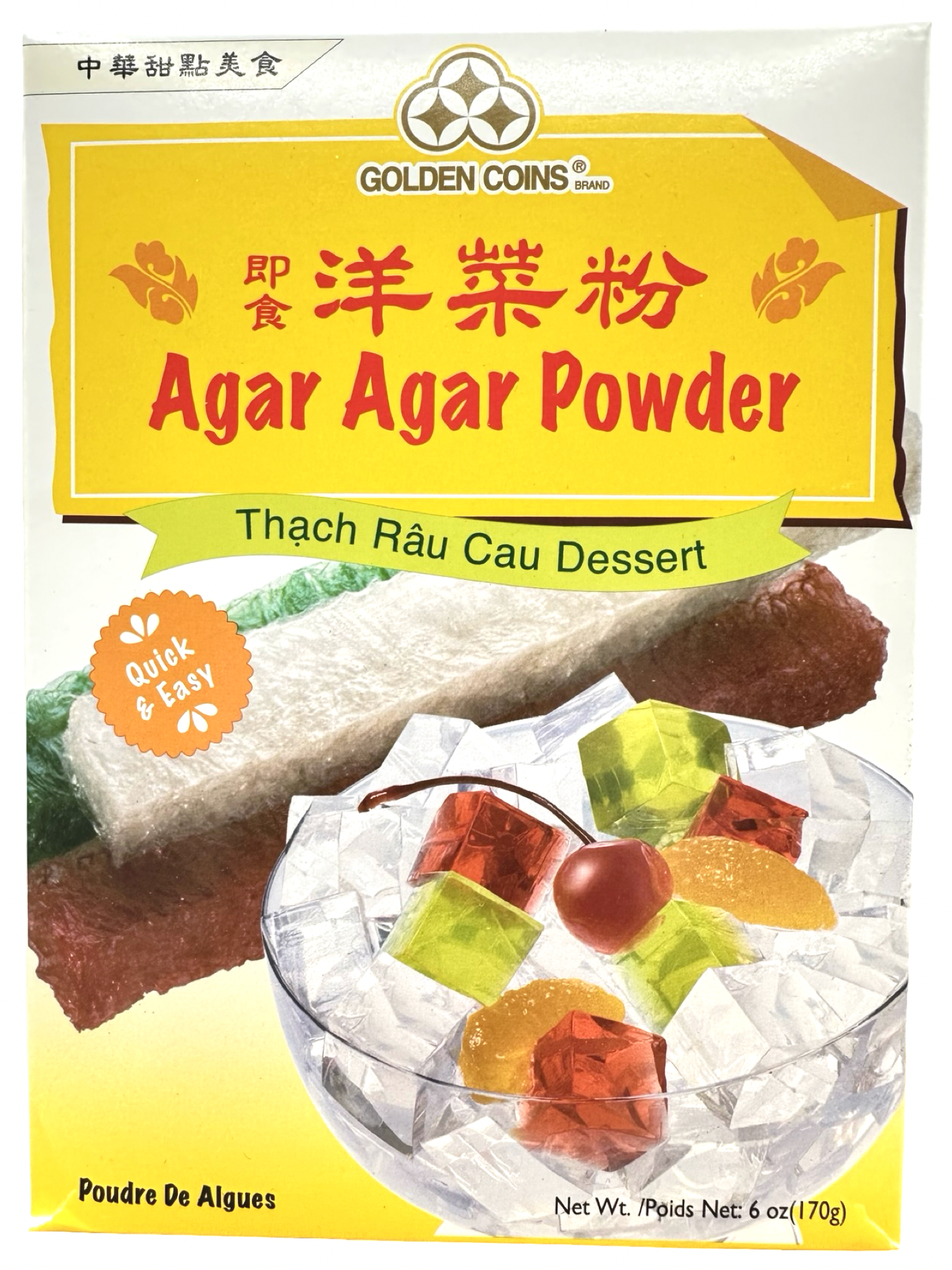 Golden Coins - Agar Agar Powder - Tropical Style Gelatin Dessert - 6 OZ