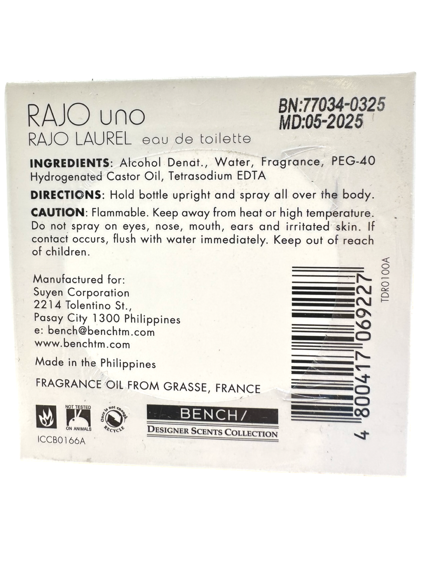 Bench - Rajo Uno by Rajo Laurel - 100 ML