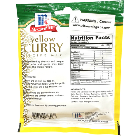 McCormick Mix Curry Yellow 28 G