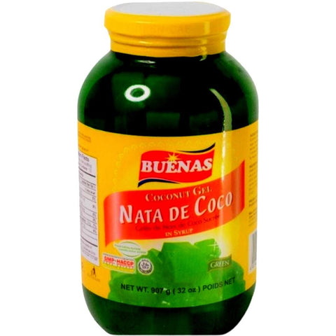 Buenas - Nata De Coco - Coconut Gel in Syrup Green - 32 OZ