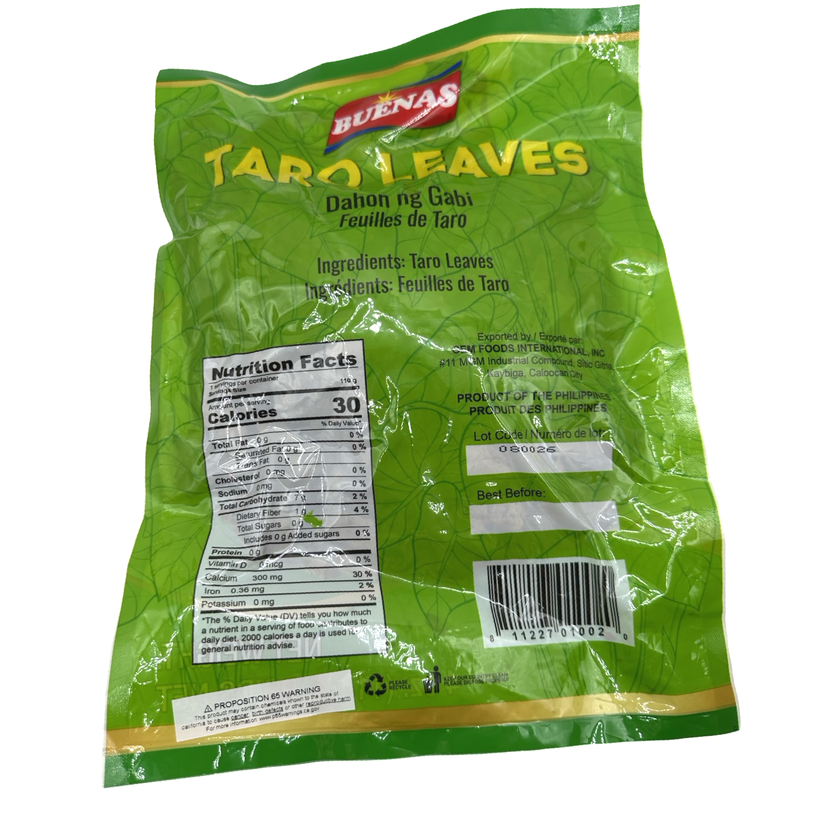 Buenas - Dried Taro Leaves -  114g