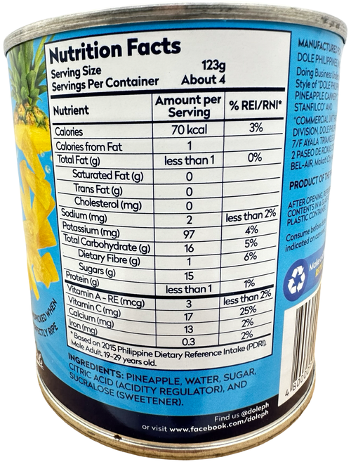 Dole - Pineapple Tidbits in extra Light Syrup - 15.2 oz