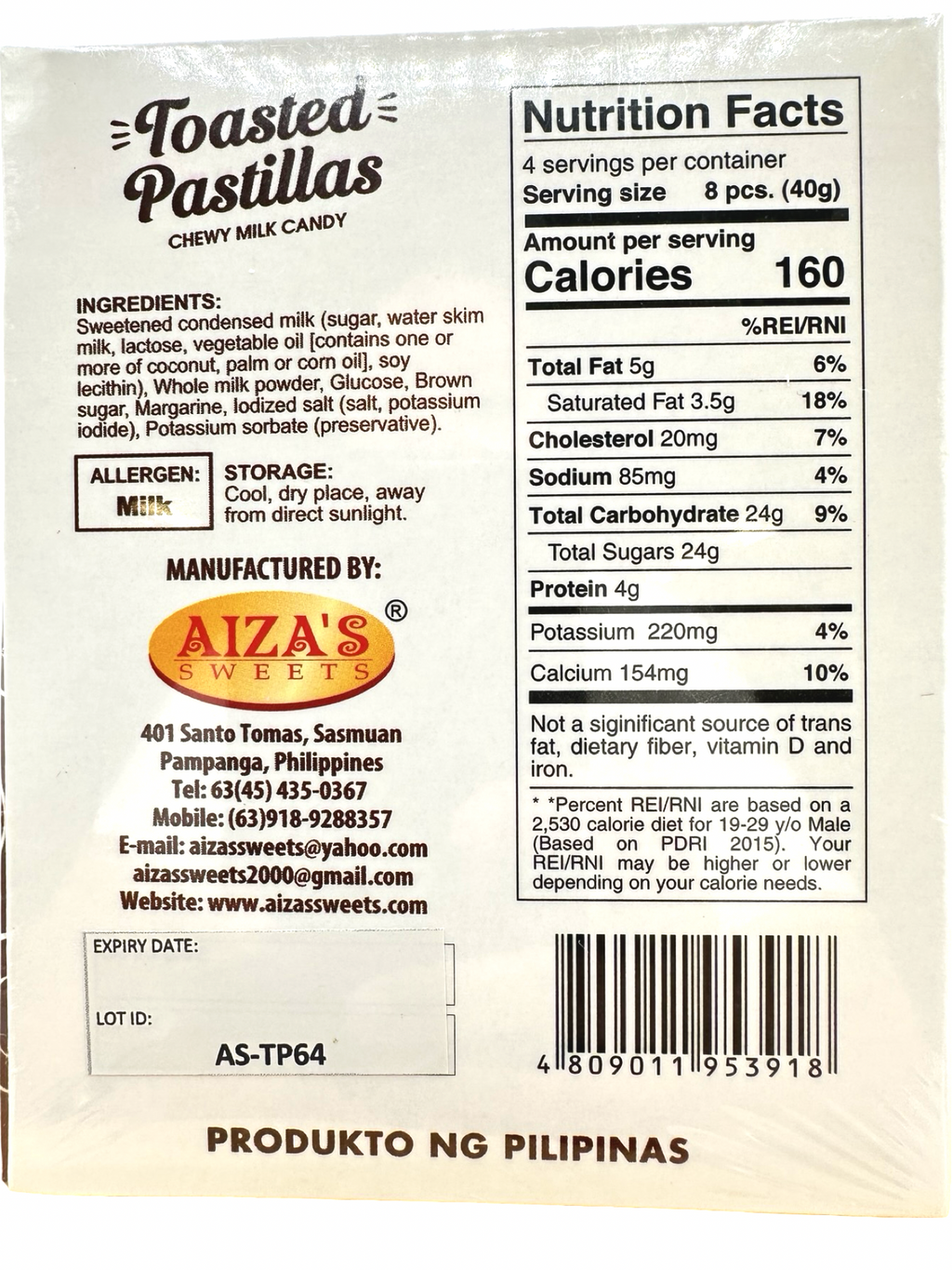 Aiza's Sweets - Toasted Pastillas 150g