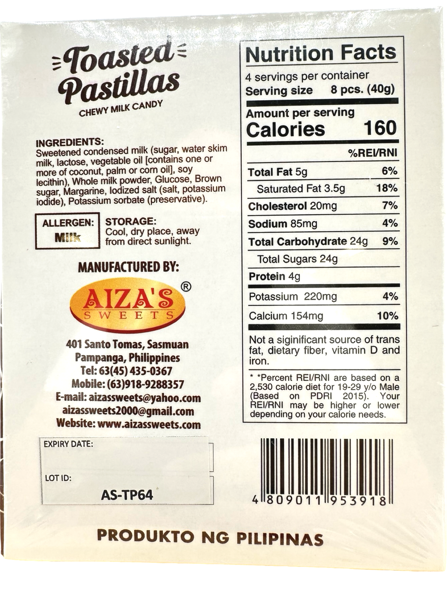 Aiza's Sweets - Toasted Pastillas 150g