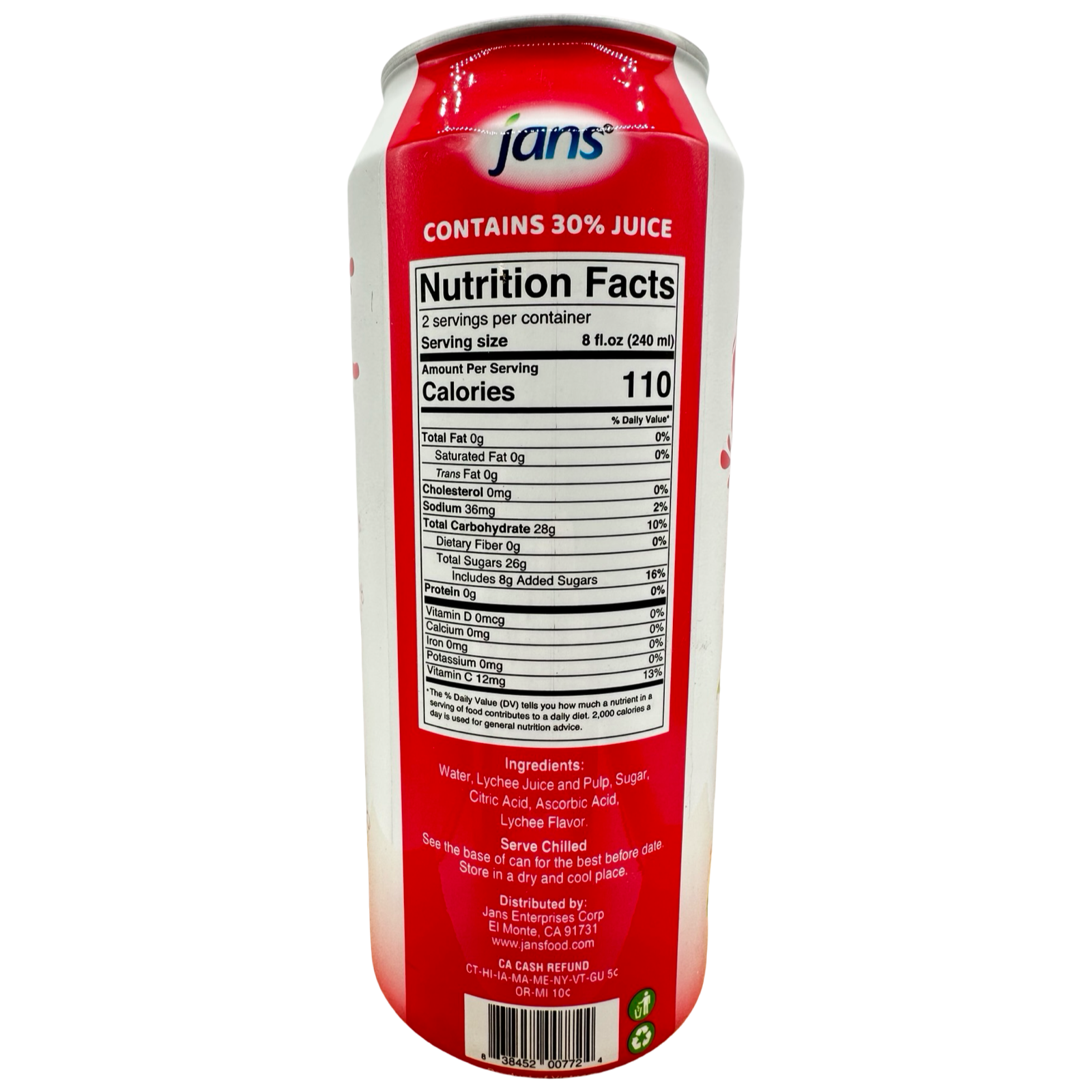 Jans - 30% Lychee Juice Drink w/ Pulp - 16.9oz