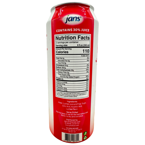 Jans - 30% Lychee Juice Drink w/ Pulp - 16.9oz