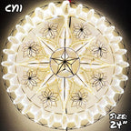 Philippines Christmas Capiz Parol Lantern Star (Tala) - WHITE ONLY LED Show - Size 24" / 2 KG / 110 V (CY11)