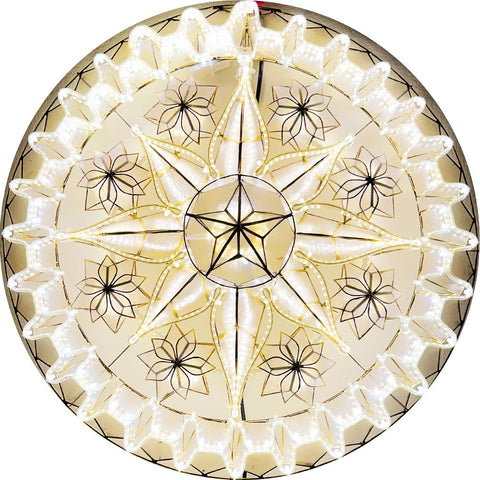 Philippines Christmas Capiz Parol Lantern Star (Tala) - WHITE ONLY LED Show - Size 24