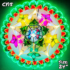 Philippines Christmas Capiz Parol Lantern Star (Tala) Nativity Scene - Green / Red / White LED Show - Size 24" / 2 KG / 110 V (CY15)