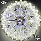 Philippines Christmas Capiz Parol Lantern Star (Tala) - WHITE ONLY LED Show - Size 24" / 2 KG / 110 V (CY41)