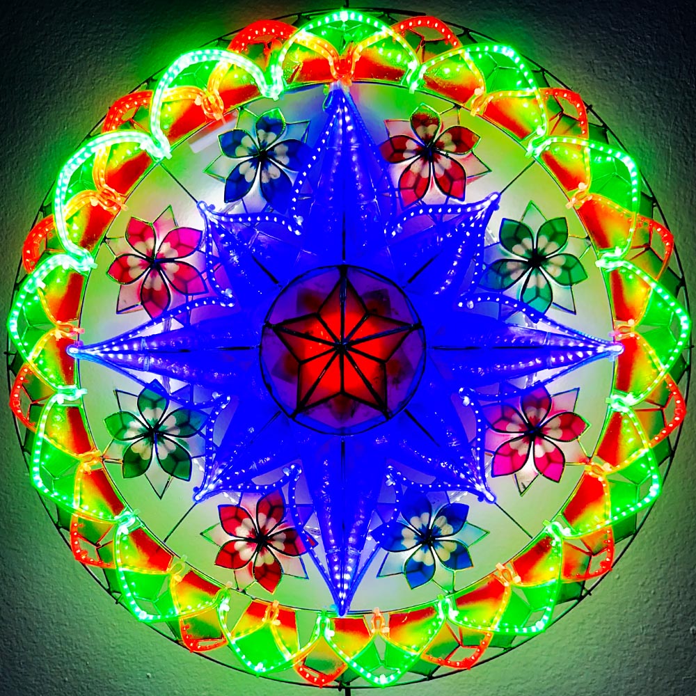 Philippines Christmas Capiz Parol Lantern Star (Tala) - Red / Green / Blue / White LED Show - Size 24" / 2 KG / 110 V (CY42)