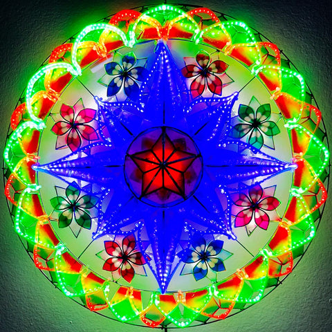 Philippines Christmas Capiz Parol Lantern Star (Tala) - Red / Green / Blue / White LED Show - Size 24