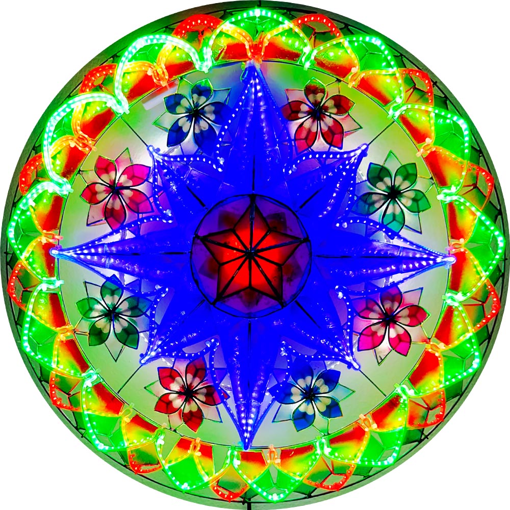 Philippines Christmas Capiz Parol Lantern Star (Tala) - Red / Green / Blue / White LED Show - Size 24" / 2 KG / 110 V (CY42)