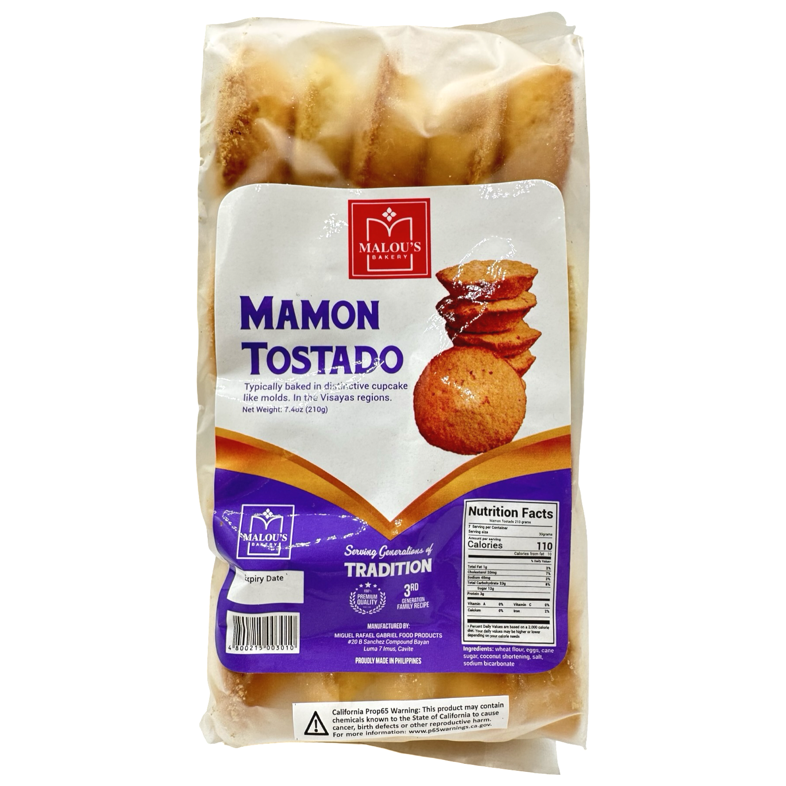 Malou's - Biscuits Mamon Tostado (Round) - 210 G