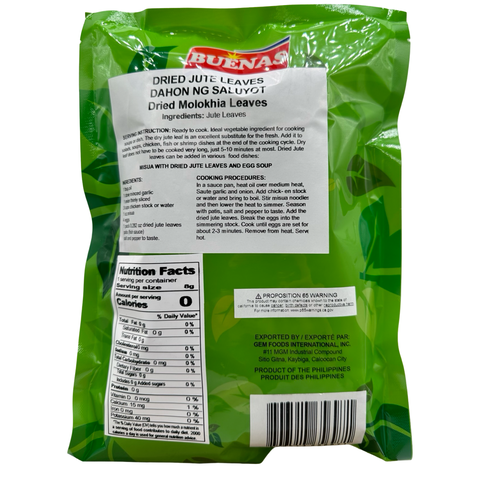 Buenas - Dried Jute Leaves -  8 G