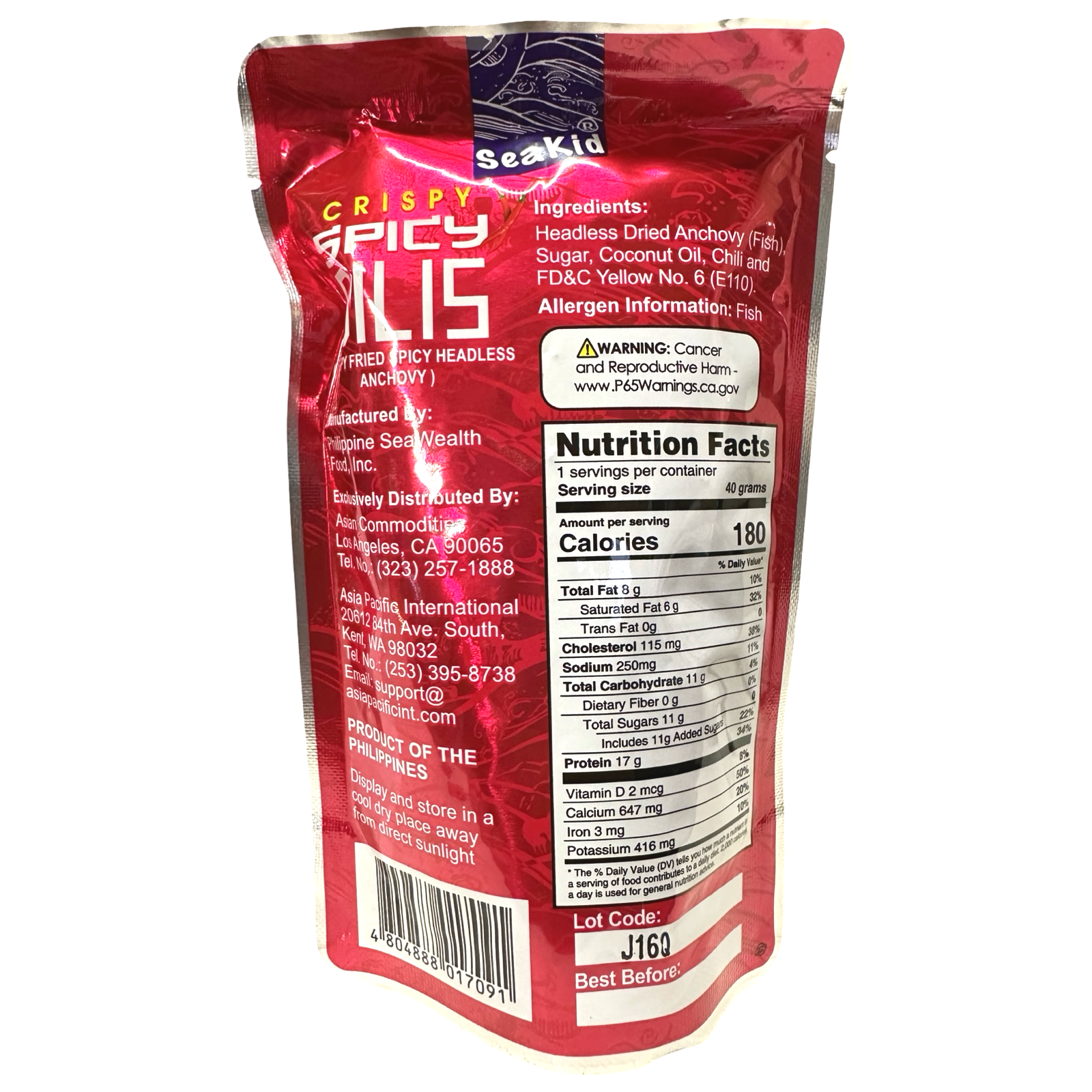 Seakid - Crispy Spicy Dilis - Crispy Fried Dilis and Headless Anchovy - Teriyaki Style - 40 G