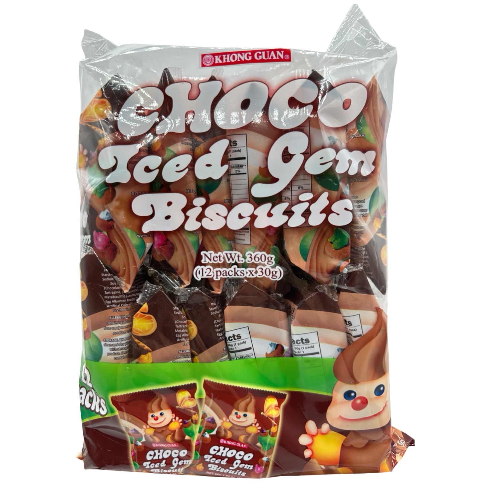 Khong Guan - Iced Gem Biscuits - Chocolate- 12 Pack - 360 G